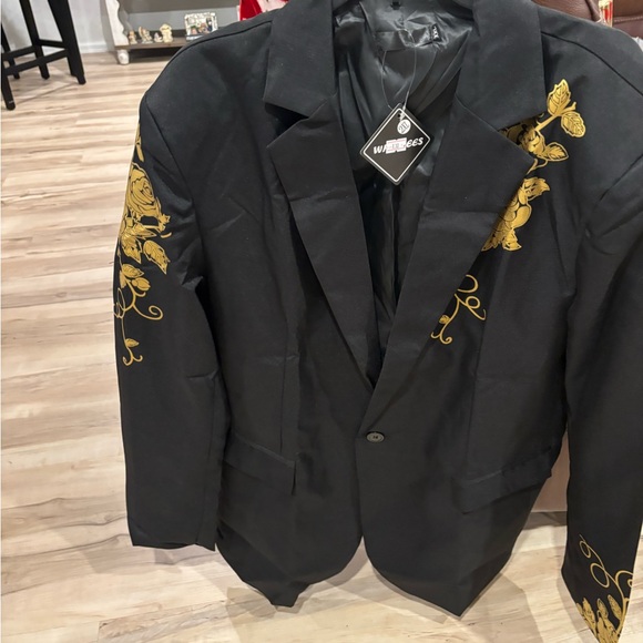 Men’s black blazer with gold stitching 2XXL - Picture 4 of 4